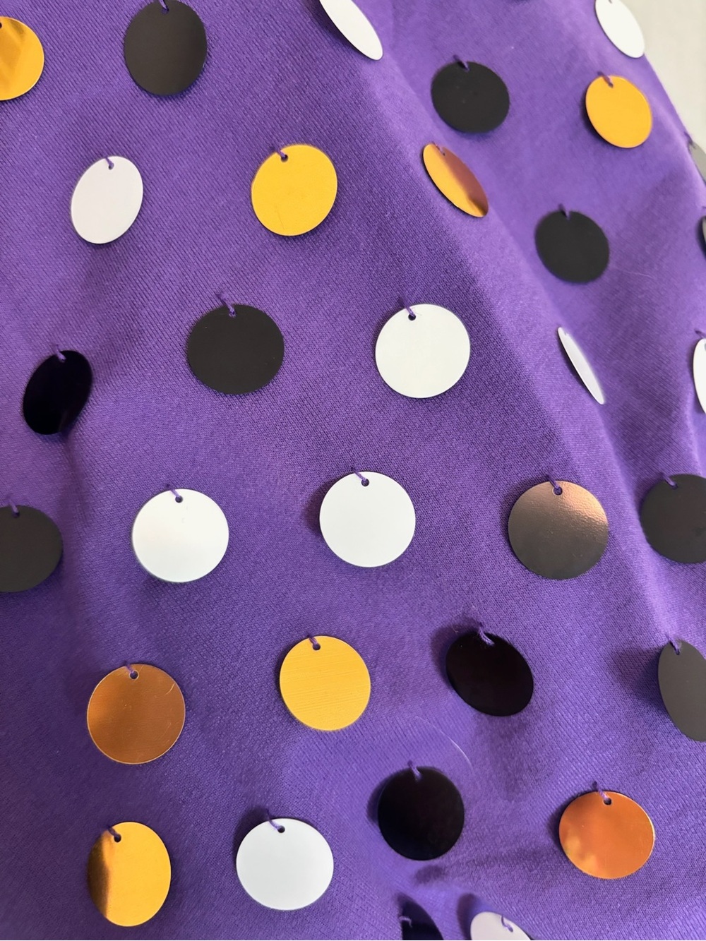 BiBi Purple 'Game Day' Sweatshirt with Yellow Script and Multi Polka Pom Sleeves - Picture 7 of 7
